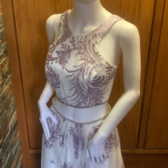 Camille  prom size 4 Purple and White Skirt dress set corset back 311 - Picture 6 of 10